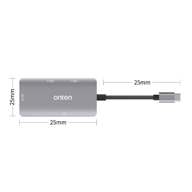 Onten 91882 5 en 1 USB3.0 x3 + SD + TF + CF Type-C / USB-C OTG Lector de tarjetas multifunción
