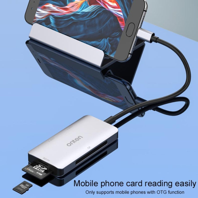 Onten 91882 5 en 1 USB3.0 x3 + SD + TF + CF Type-C / USB-C OTG Lector de tarjetas multifunción