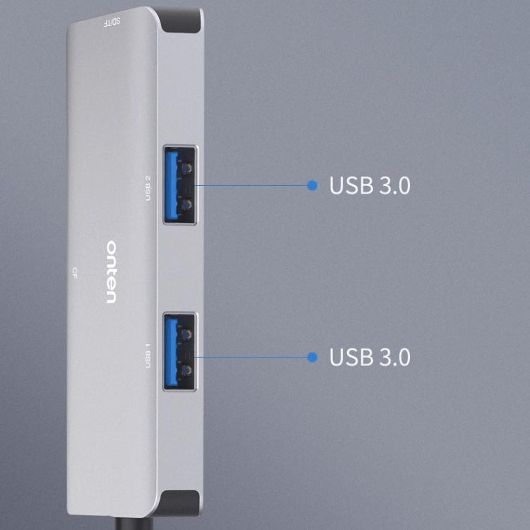 Onten 91882 5 en 1 USB3.0 x3 + SD + TF + CF Type-C / USB-C OTG Lector de tarjetas multifunción