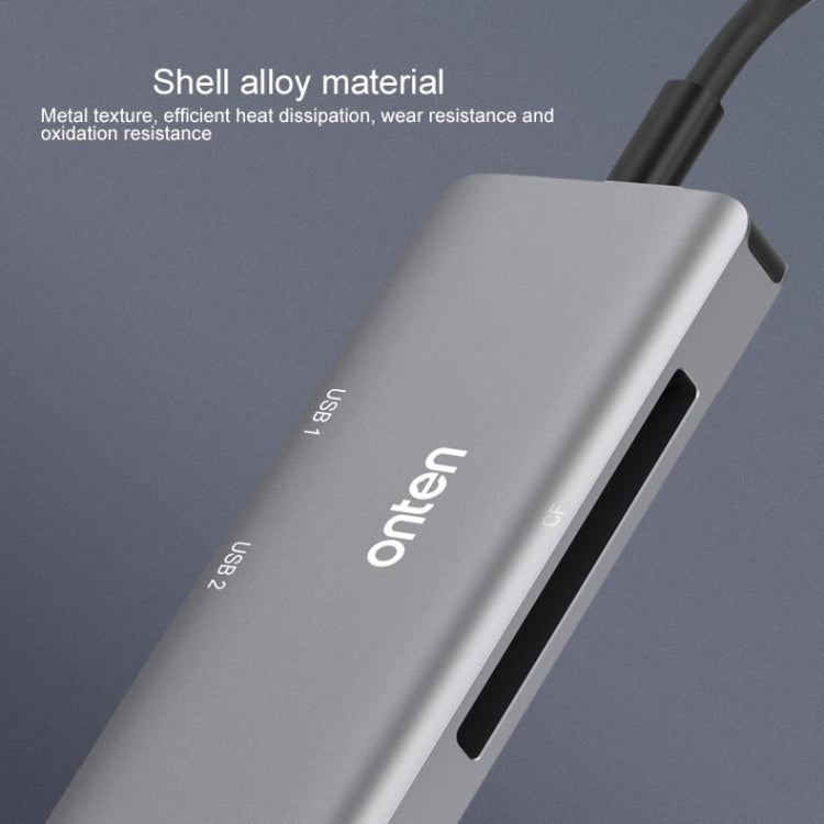 Onten 91882 5 en 1 USB3.0 x3 + SD + TF + CF Type-C / USB-C OTG Lector de tarjetas multifunción