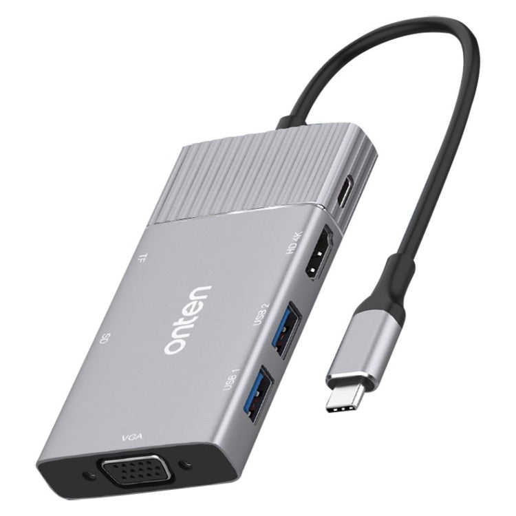 Onten 95113 8 en 1 USB 3.0 x2 + SD / TF + HDMI / VGA + Jack de 3,5 mm + Type-C / USB-C (PD 3.0) Estación de acoplamiento convertidor HUB multifunción