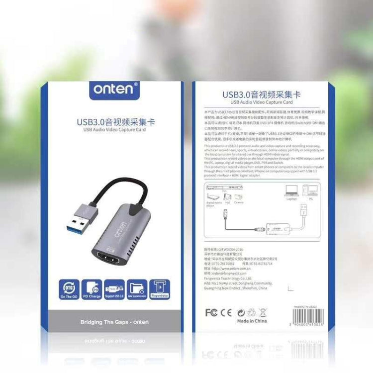 Tarjeta de captura de audio y vídeo Onten US302 USB3.0, US302