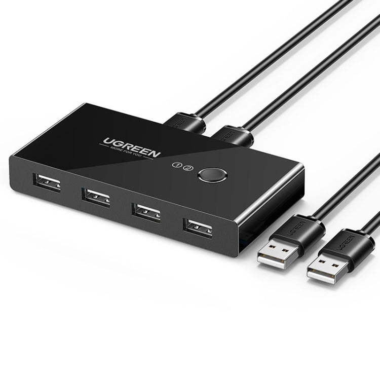 Selector de interruptor USB Ugreen, 2 puertos USB que comparten 4 puertos USB, adaptador de conmutador para ratón, teclado, impresora, US216