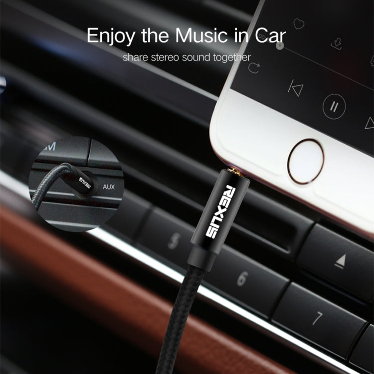 REXLIS 3629 Cable de audio AUX con conector estéreo para automóvil macho a macho de 3,5 mm chapado en oro para dispositivos digitales estándar AUX de 3,5 mm, longitud: 1,8 m, Length: 1.8m