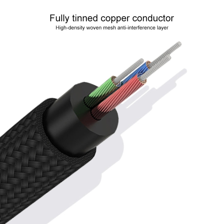 REXLIS 3635 Cable de audio trenzado de algodón negro con conector chapado en oro macho de 3,5 mm a RCA doble para interfaz de entrada RCA Altavoz activo, longitud: 1,8 m, Length: 1.8m
