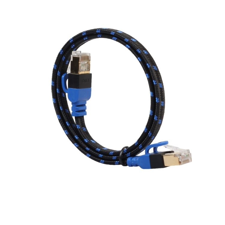 REXLIS CAT7-2 Cable LAN de red trenzado bicolor CAT7 Ethernet plano de 10 Gigabit chapado en oro para red LAN de módem enrutador, con conectores RJ45 blindados, longitud: 0,5 m, Length: 0.5m