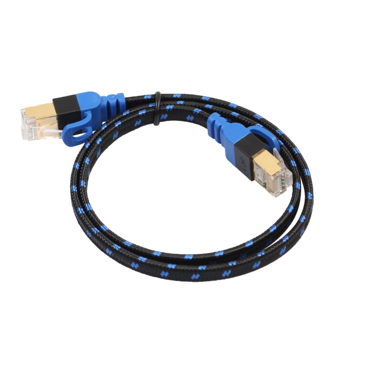 REXLIS CAT7-2 Cable LAN de red trenzado bicolor CAT7 Ethernet plano de 10 Gigabit chapado en oro para red LAN de módem enrutador, con conectores RJ45 blindados, longitud: 1 m, Length: 1m