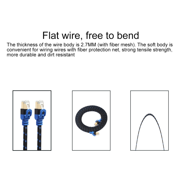 REXLIS CAT7-2 Cable LAN de red trenzado bicolor CAT7 Ethernet plano de 10 Gigabit chapado en oro para red LAN de módem enrutador, con conectores RJ45 blindados, longitud: 1 m, Length: 1m