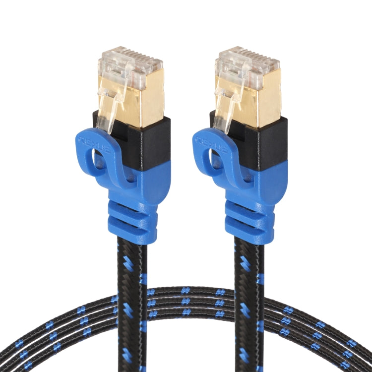 REXLIS CAT7-2 Cable LAN de red trenzado bicolor CAT7 Ethernet plano de 10 Gigabit chapado en oro para red LAN de módem enrutador, con conectores RJ45 blindados, longitud: 5 m, Length: 5m