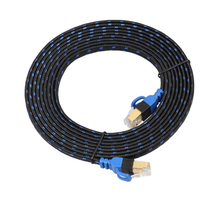REXLIS CAT7-2 Cable LAN de red trenzado bicolor CAT7 Ethernet plano de 10 Gigabit chapado en oro para red LAN de módem enrutador, con conectores RJ45 blindados, longitud: 5 m, Length: 5m