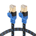 REXLIS CAT7-2 Cable LAN de red trenzado bicolor CAT7 Ethernet plano de 10 Gigabit chapado en oro para red LAN de módem enrutador, con conectores RJ45 blindados, longitud: 10 m, Length: 10m