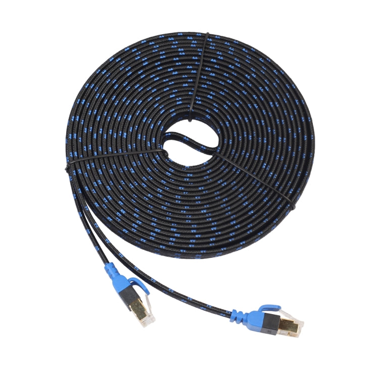 REXLIS CAT7-2 Cable LAN de red trenzado bicolor CAT7 Ethernet plano de 10 Gigabit chapado en oro para red LAN de módem enrutador, con conectores RJ45 blindados, longitud: 10 m, Length: 10m