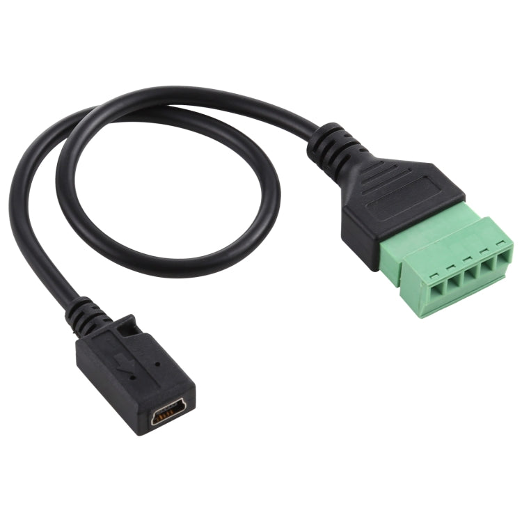 Mini terminales enchufables hembra de 5 pines a terminales enchufables de 5 pines Conector USB sin soldadura Cable adaptador de conexión sin soldadura, Longitud: 30 cm, Mini 5 Pin Female