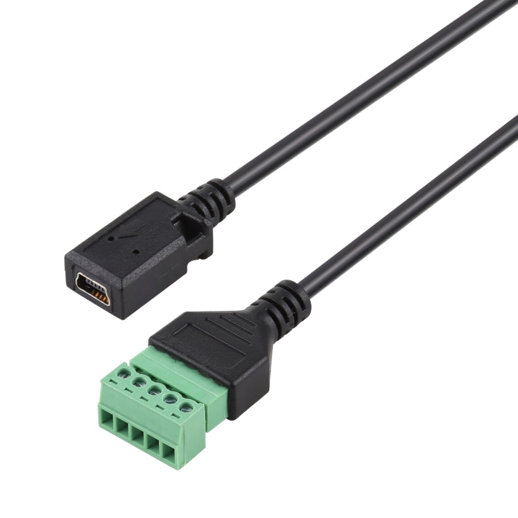 Mini terminales enchufables hembra de 5 pines a terminales enchufables de 5 pines Conector USB sin soldadura Cable adaptador de conexión sin soldadura, Longitud: 30 cm, Mini 5 Pin Female