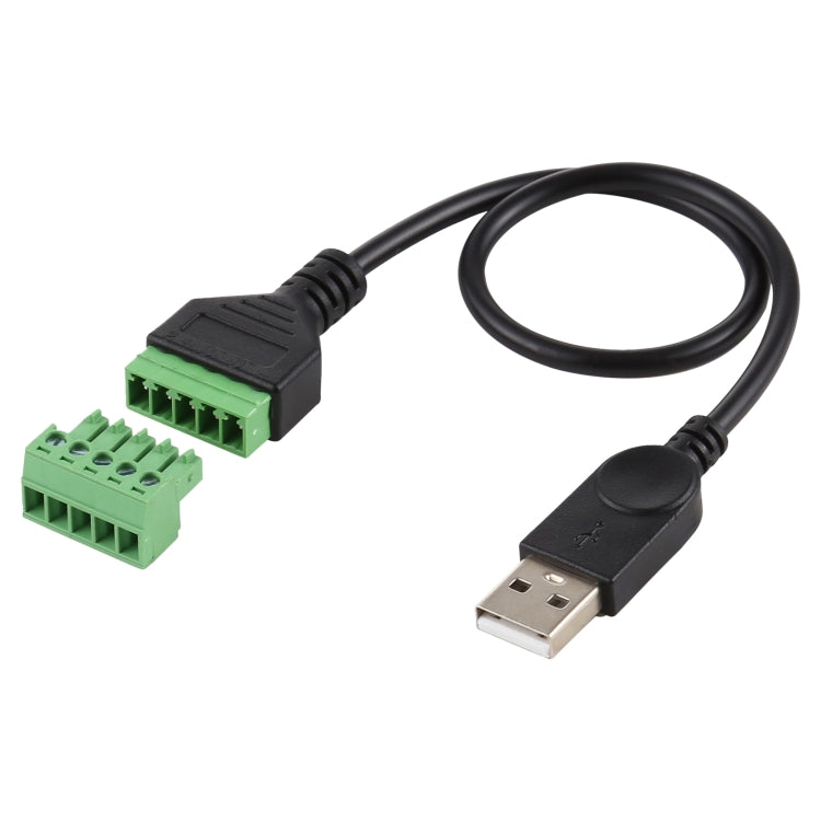 USB macho a terminales enchufables de 5 pines Conector USB sin soldadura Cable adaptador de conexión sin soldadura, Longitud: 30 cm, USB Male