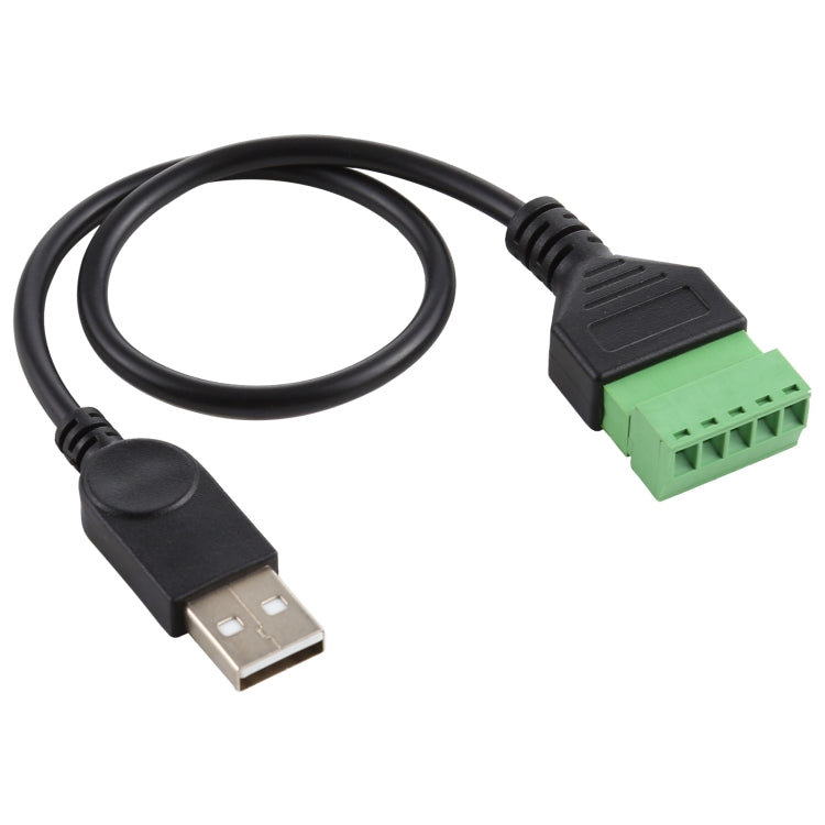 USB macho a terminales enchufables de 5 pines Conector USB sin soldadura Cable adaptador de conexión sin soldadura, Longitud: 30 cm, USB Male