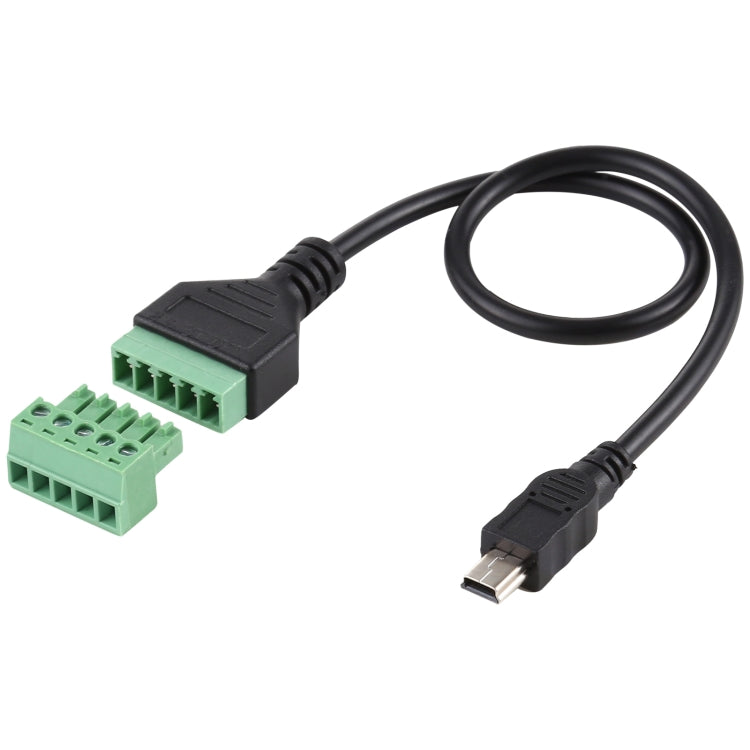 Mini terminales enchufables macho de 5 pines a terminales enchufables de 5 pines Conector USB sin soldadura Cable adaptador de conexión sin soldadura, Longitud: 30 cm, Mini 5 Pin Male