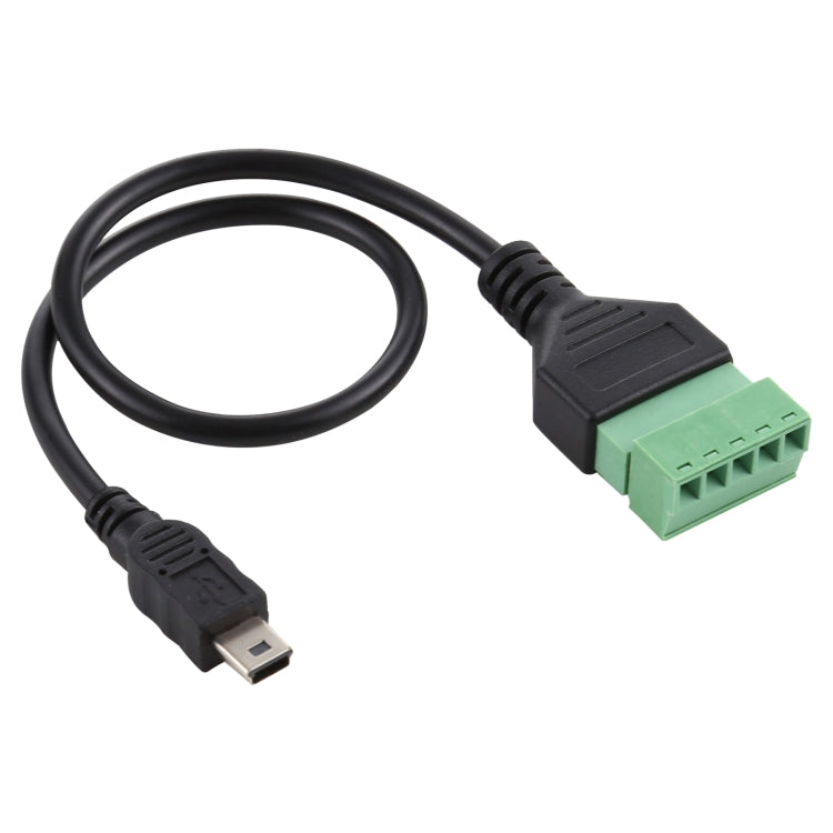 Mini terminales enchufables macho de 5 pines a terminales enchufables de 5 pines Conector USB sin soldadura Cable adaptador de conexión sin soldadura, Longitud: 30 cm, Mini 5 Pin Male