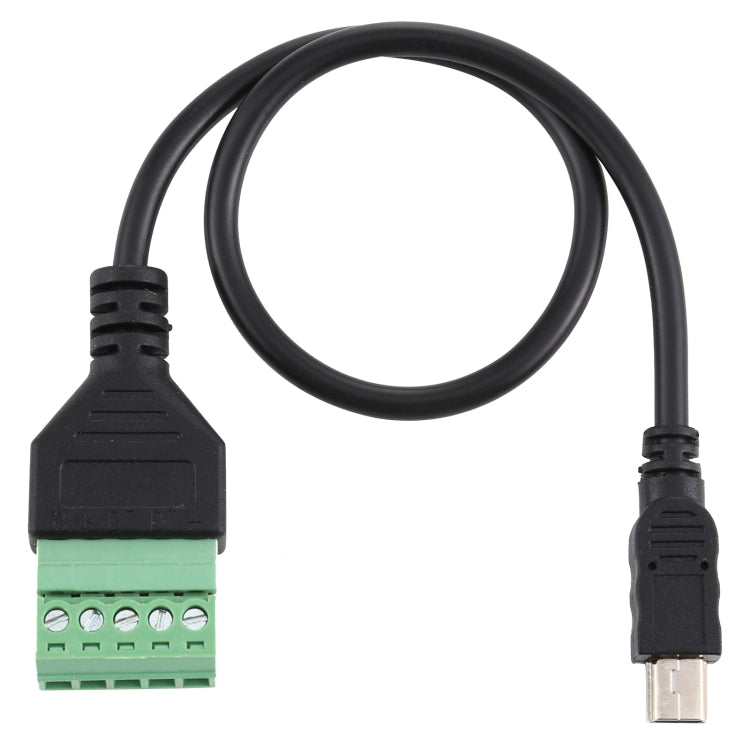 Mini terminales enchufables macho de 5 pines a terminales enchufables de 5 pines Conector USB sin soldadura Cable adaptador de conexión sin soldadura, Longitud: 30 cm, Mini 5 Pin Male
