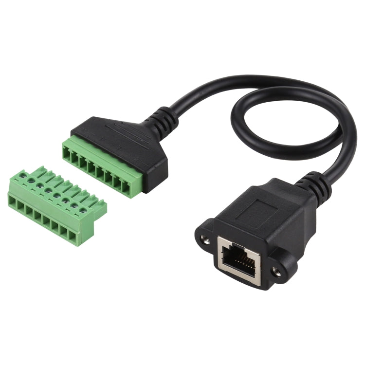 Enchufe hembra RJ45 a terminales enchufables de 8 pines Conector USB sin soldadura Cable adaptador de conexión sin soldadura, Longitud: 30 cm, RJ45 Female