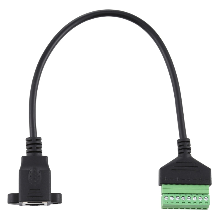 Enchufe hembra RJ45 a terminales enchufables de 8 pines Conector USB sin soldadura Cable adaptador de conexión sin soldadura, Longitud: 30 cm, RJ45 Female