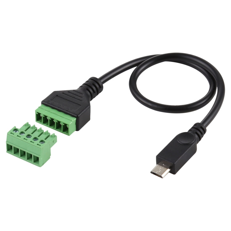 Micro USB macho a terminales conectables de 5 pines Conector USB sin soldadura Cable adaptador de conexión sin soldadura, Longitud: 30 cm, Micro USB Male