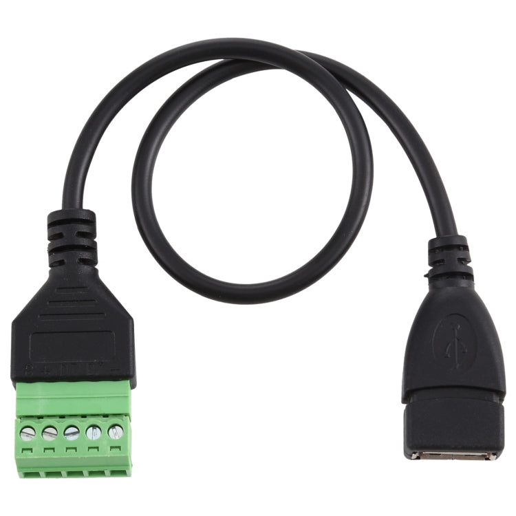 Conector hembra USB a terminales conectables de 5 pines Conector USB sin soldadura Cable adaptador de conexión sin soldadura, Longitud: 30 cm, USB Female