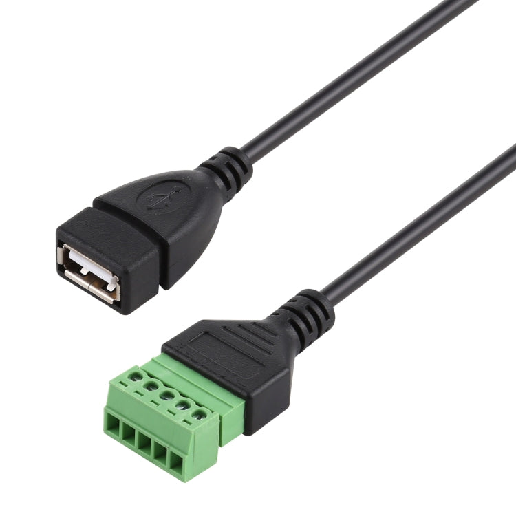 Conector hembra USB a terminales conectables de 5 pines Conector USB sin soldadura Cable adaptador de conexión sin soldadura, Longitud: 30 cm, USB Female