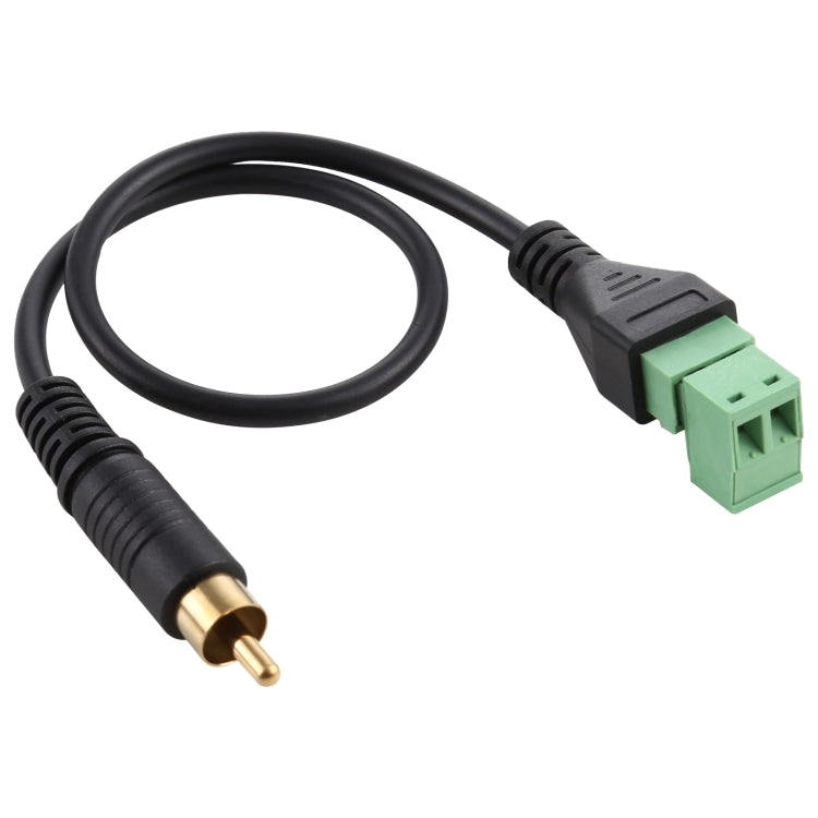 RCA macho chapado en oro a terminales enchufables de 2 pines Conector USB sin soldadura Cable adaptador de conexión sin soldadura, Longitud: 30 cm, RCA Male