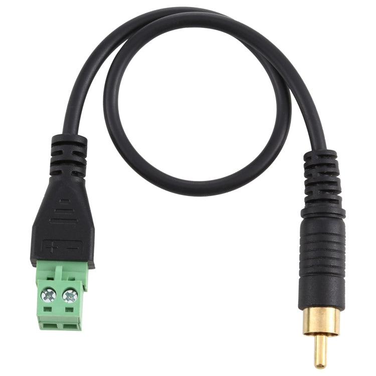 RCA macho chapado en oro a terminales enchufables de 2 pines Conector USB sin soldadura Cable adaptador de conexión sin soldadura, Longitud: 30 cm, RCA Male