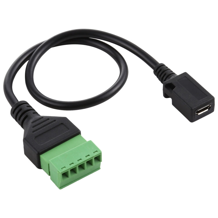 Micro USB hembra a terminales enchufables de 5 pines Conector USB sin soldadura Cable adaptador de conexión sin soldadura, Longitud: 30 cm, Micro USB Female