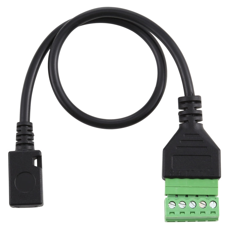 Micro USB hembra a terminales enchufables de 5 pines Conector USB sin soldadura Cable adaptador de conexión sin soldadura, Longitud: 30 cm, Micro USB Female