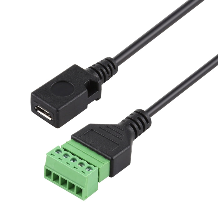 Micro USB hembra a terminales enchufables de 5 pines Conector USB sin soldadura Cable adaptador de conexión sin soldadura, Longitud: 30 cm, Micro USB Female