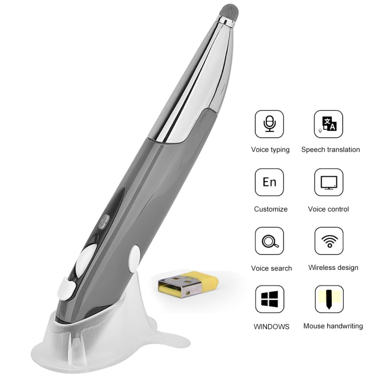 PR-06S Ratón óptico inalámbrico inteligente de 4 teclas con función de lápiz óptico, compatible con operación/traducción por voz, Support Voice Operation / Translation Grey, Support Voice Operation / Translation Blue                                    ...