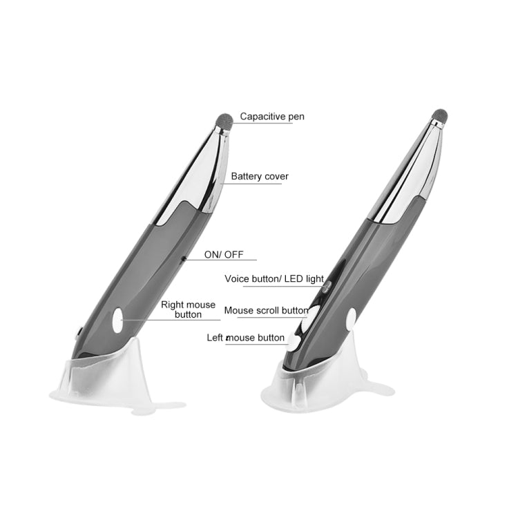 PR-06S Ratón óptico inalámbrico inteligente de 4 teclas con función de lápiz óptico, compatible con operación/traducción por voz, Support Voice Operation / Translation Grey, Support Voice Operation / Translation Blue                                    ...