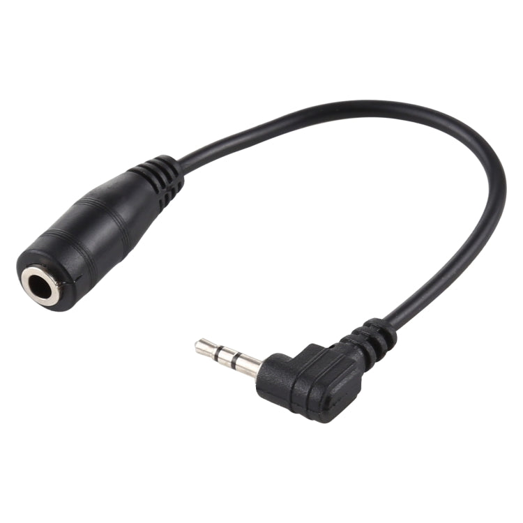 Conector macho de ángulo recto de 2,5 mm a conector hembra de 3,5 mm Cable convertidor de adaptador de corriente CC de audio auxiliar estéreo, longitud: 14 cm
