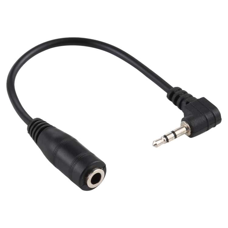Conector macho de ángulo recto de 2,5 mm a conector hembra de 3,5 mm Cable convertidor de adaptador de corriente CC de audio auxiliar estéreo, longitud: 14 cm