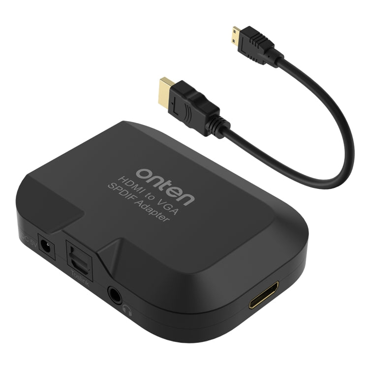 Onten 35165 Convertidor HDMI a VGA + Audio Óptico para Altavoz/TV/Ordenador