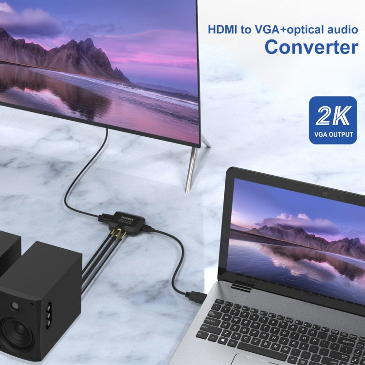 Onten 35165 Convertidor HDMI a VGA + Audio Óptico para Altavoz/TV/Ordenador