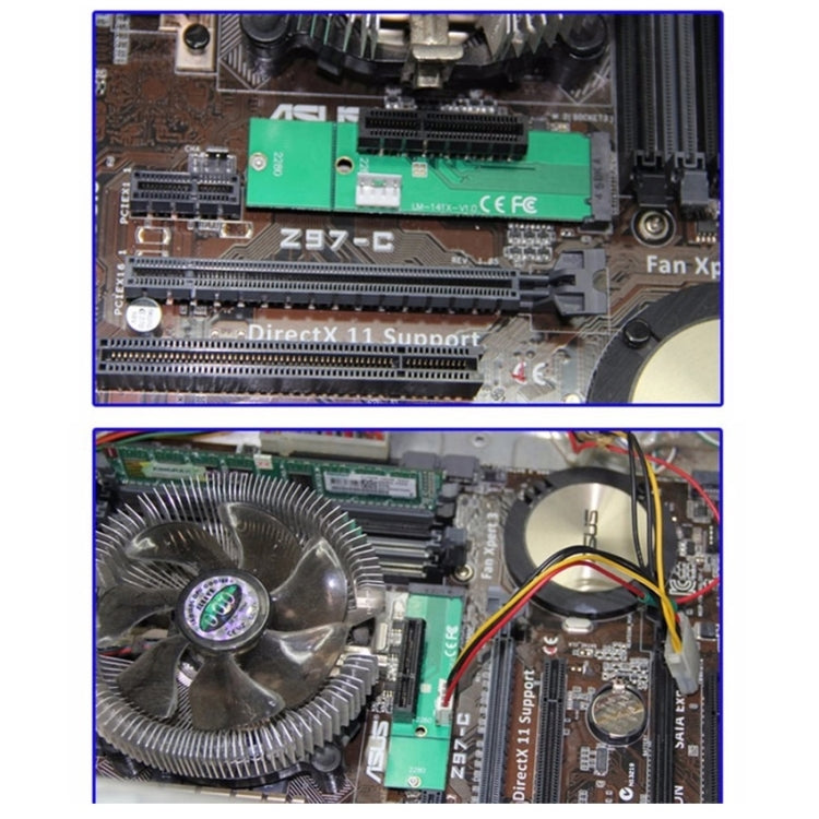 Tarjeta convertidora adaptadora PCI-E 4X hembra a NGFF M.2 M Key macho con cable de alimentación