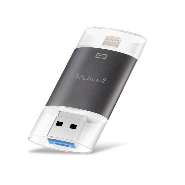 Richwell 3 en 1 128G Type-C + 8 Pin + USB 3.0 Disco flash push-pull de doble cubierta de metal con función OTG