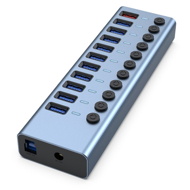 Divisor HUB USB 3.0 11 en 1 con interruptor independiente y fuente de alimentación de 12 V 4 A, 11 USB 3.0