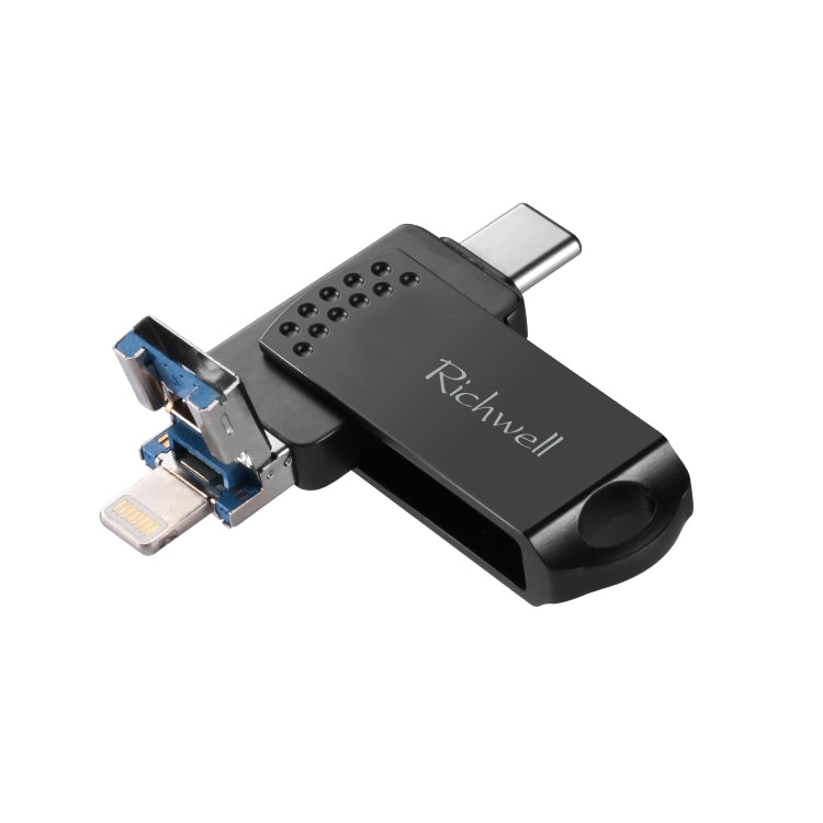 Richwell 64G Type-C + 8 Pin + USB 3.0 Disco flash de metal con función OTG