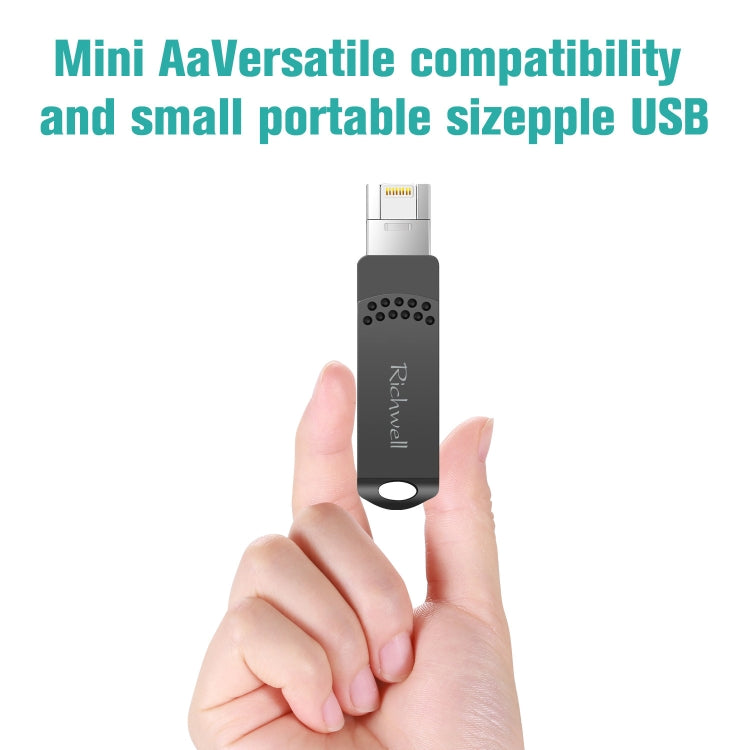 Richwell 128G Type-C + 8 Pin + USB 3.0 Disco flash de metal con función OTG