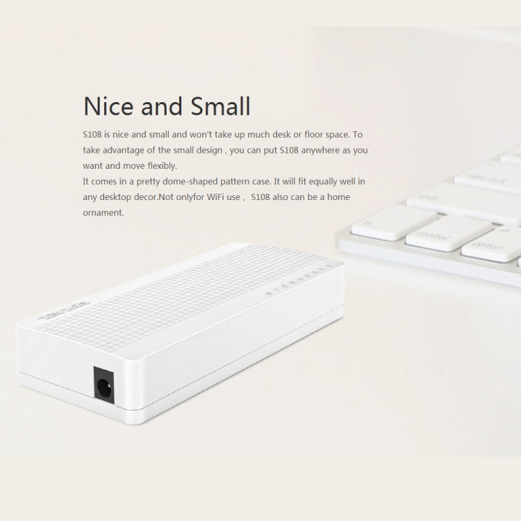 Tenda S108 Conmutador de red Ethernet rápido de 8 puertos 10/100 Mbps LAN HUB, Tenda SG108 8 Ports White