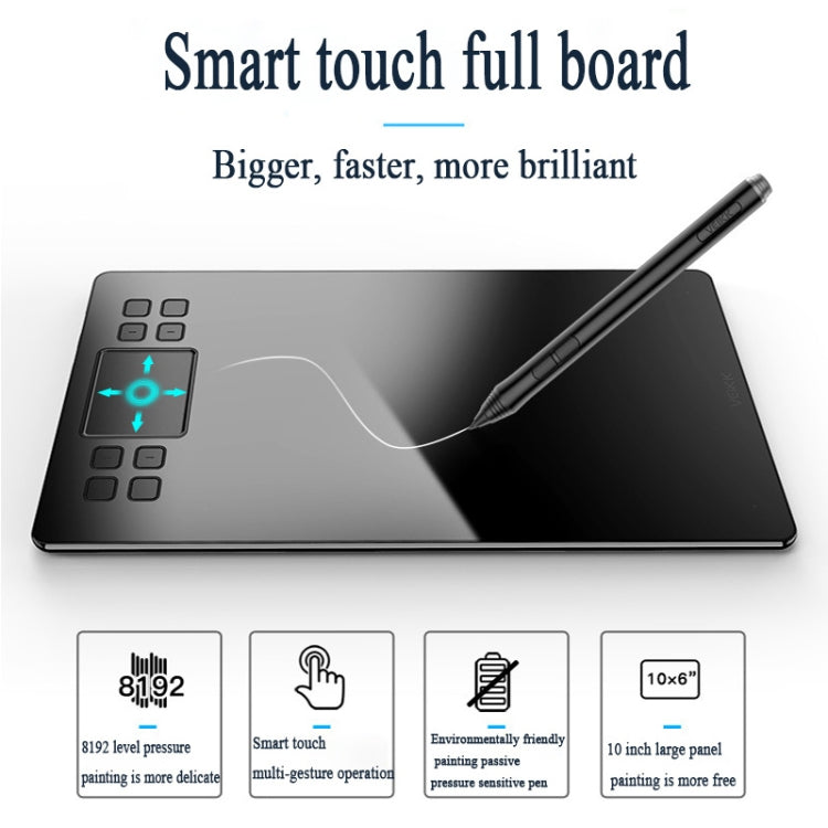 VEIKK A50 10x6 pulgadas 5080 LPI tableta gráfica electrónica táctil inteligente, con interfaz tipo c, A50