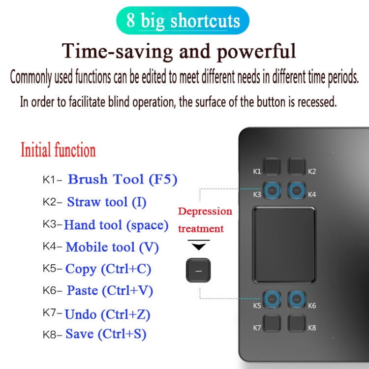 VEIKK A50 10x6 pulgadas 5080 LPI tableta gráfica electrónica táctil inteligente, con interfaz tipo c, A50