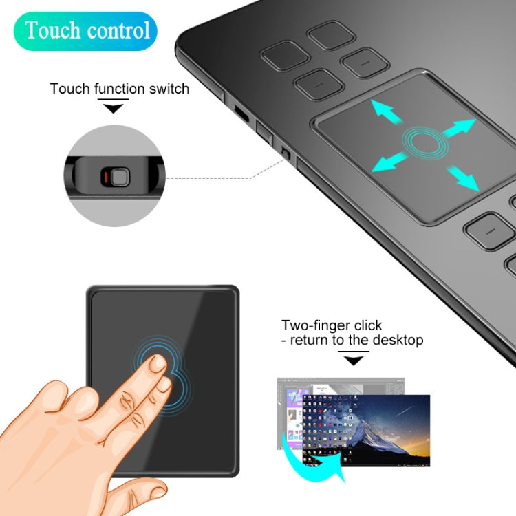 VEIKK A50 10x6 pulgadas 5080 LPI tableta gráfica electrónica táctil inteligente, con interfaz tipo c, A50