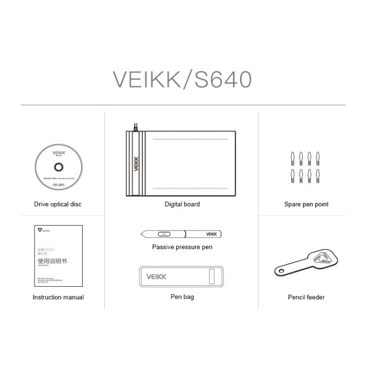 VEIKK S640 6x4 pulgadas 5080 LPI tableta gráfica electrónica, S640