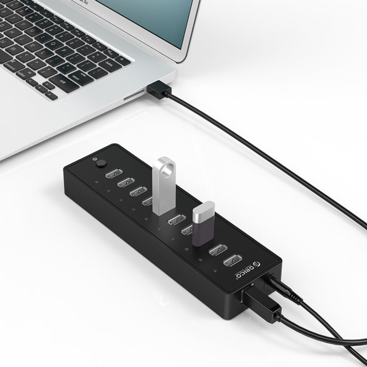 ORICO P10-U2 HUB USB 2.0 de 10 puertos con indicador de alimentación LED y cable USB de 1 m (negro)
